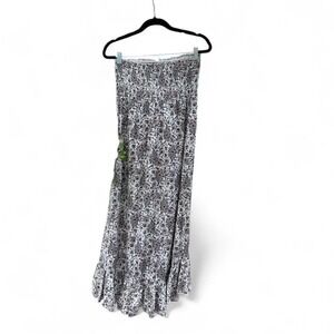 Rumor Boutique strapless maxi dress paisley with low/high ruffle hem SZ S